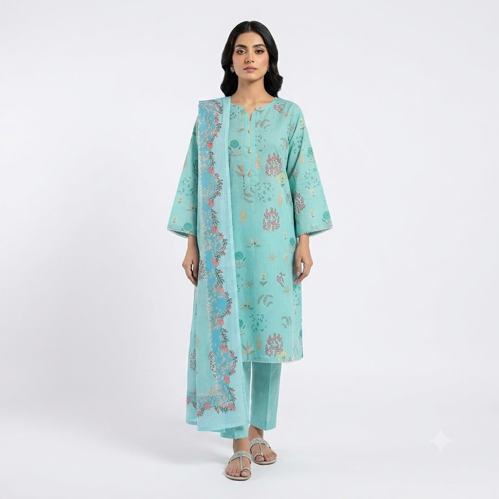 Jade Vine – Women's Printed Shalwar Kameez Dupatta