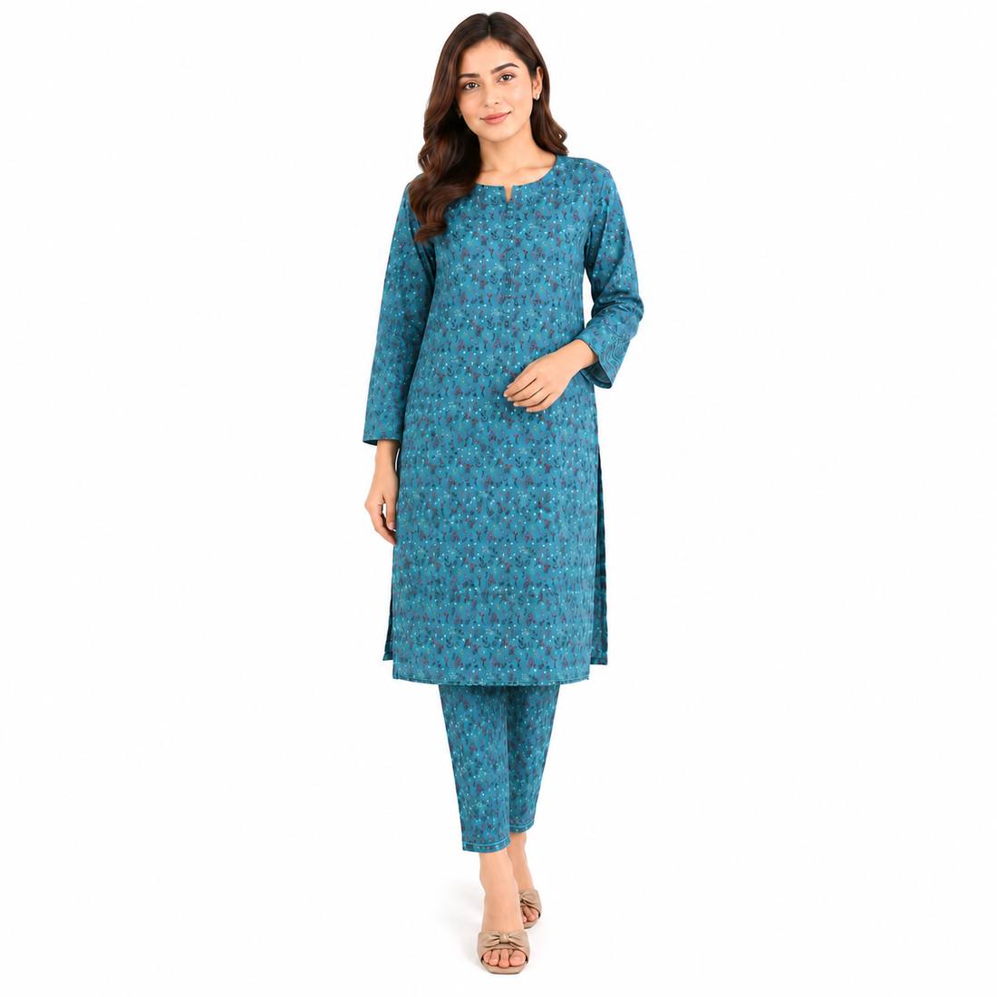 Turquoise – Printed Lawn Shalwar Kameez