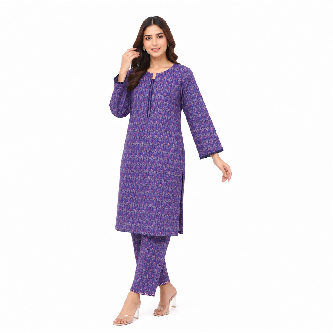 Crocus – Printed Lawn Shalwar Kameez with Lace